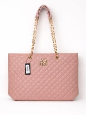 Badgley Mischka Large Blush Quilted Tote Bag